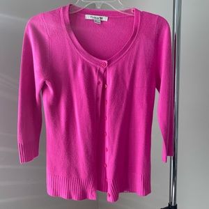 Hot pink 3/4 sleeve sweater/cardigan